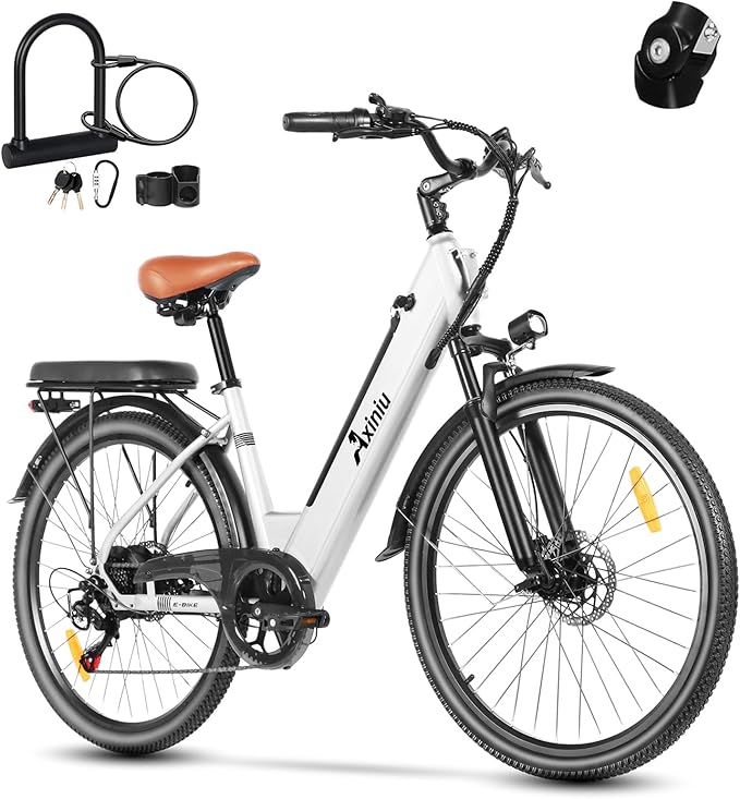 Electric Bike for Adults, 26 Inch Step Through Electric Bike, 36V 13Ah UL Removable Battery Up to 50Miles Peak 1000W, 22Mph Commuter Women Ebike Bicycles Beach Snow