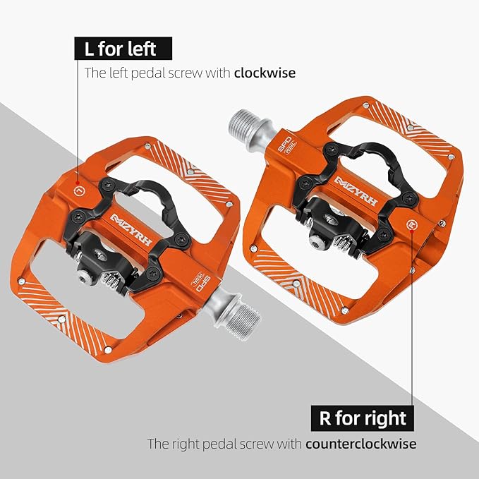 MZYRH Pedal,MTB Mountain Bike Pedals Compatible with Dual Function Sealed Clipless Aluminum 9/16" Bicycle Flat Platform with Cleats for Road, MTB