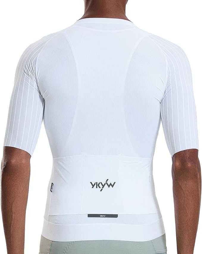 YKYWBIKE Cycling Jersey Men Aero Race Fit, Road Bike Jersey Short Sleeved Moisture Wicking, Breathable,Zip Pocket,UPF50＋