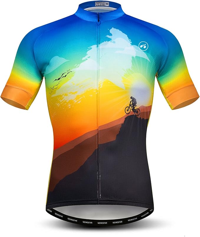 Men's Cycling Jersey Short Sleeve Bike Shirts Bicycle Jacket with Pockets