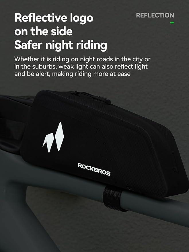 ROCKBROS Top Tube Bike Frame Bag Waterproof Stable & Complete Set 1L Bicycle Storage Front Bag E-Bike Accessories for Women Men Cycling Fits for Outdoor Long Journey MBT Mountain Road Bike Gear Black