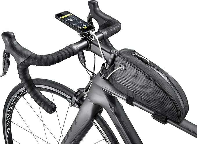 Topeak Fuel Tank Top Tube Bike Bag with Charging Cable Hole, Large – High-Capacity Frame-Mounted Storage for Energy Bars, Tools, and Electronics with Durable Nylon Build & Secure Strap Mount