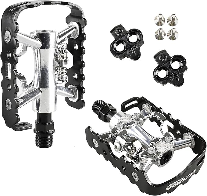 VENZO Multi-Use Compatible with Shimano SPD Mountain Bike Bicycle Sealed Clipless Pedals - Dual Platform Multi-Purpose - Great for Touring, Road, Trekking Bikes