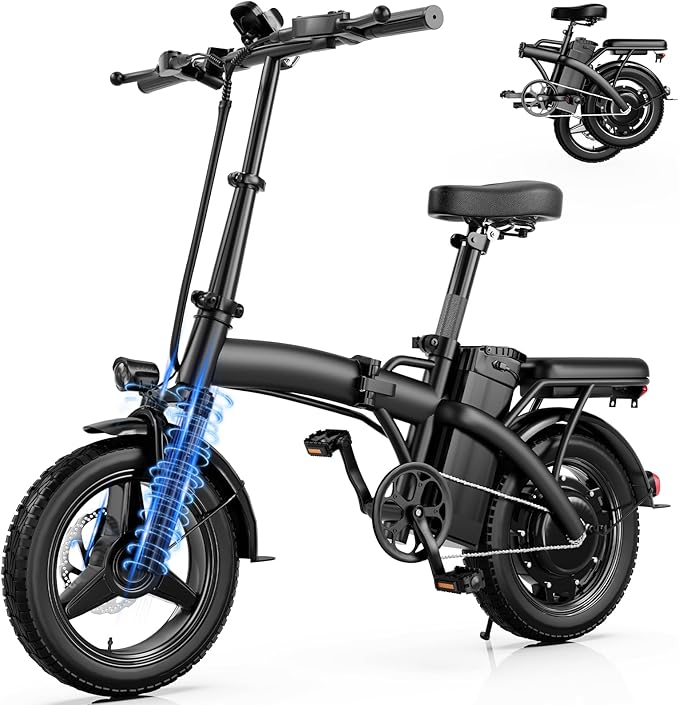 Folding Electric Bike for Adults, 14" Ebike 500W Peak Motor, 23MPH | 35Miles PAS Range | 48V12Ah Removable Battery | Commuter Foldable Electric Bicycles | UL 2849 Certified | Pedal Assist