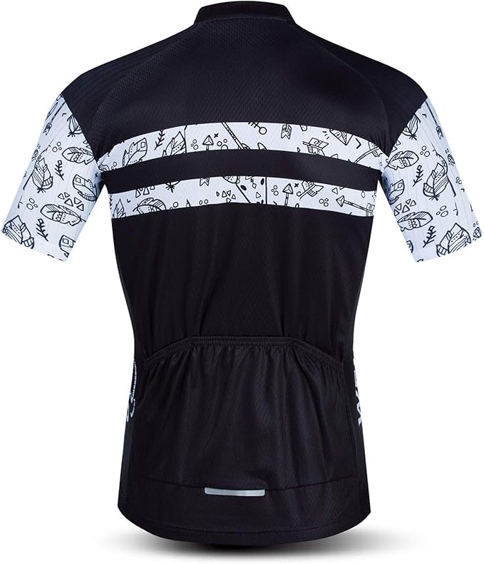 Cycling Jersey Men USA Summer Bike Short Sleeve 3-Pockets Breathable Quick-Dry Shirt S-3XL