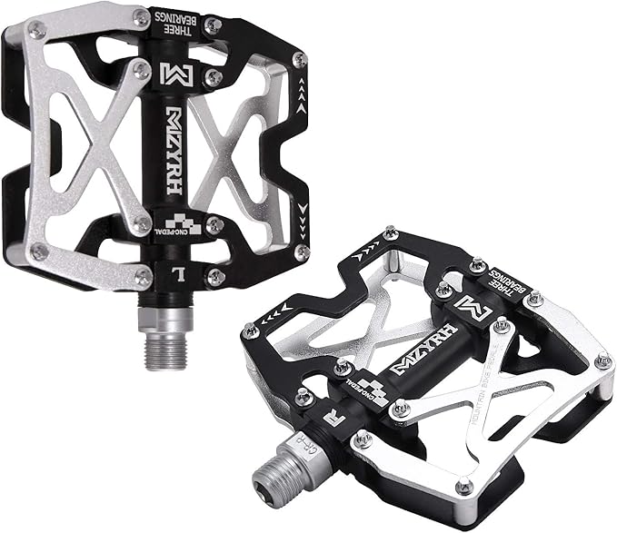 MZYRH Mountain Bike Pedals, Ultra Strong Colorful CNC Machined 9/16" Cycling Sealed 3 Bearing Pedals