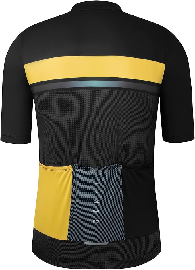 GCRFL Cycling Jersey Men Shorts Sleeves Road Bike Jersey Bicycle Tops Shirt, Zipper Pocket UPF 50+ Lightweight PRO Race Fit
