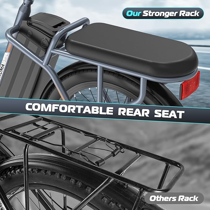 Caroma Peak 500W/800W/1200W Electric Scooter with Seat, 20" Fat Tire Electric Bike with 48V Removable Battery, Up to 30Miles & 20MPH, Adult Scooter for Commuting with Basket&Adjustable Seat