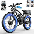 DATAONA 6500W Dual Motor Ebike for Adults Men 20MPH - Fast Electric Bike with 52V 32Ah Battery Up to 100 Miles, Lockable Suspension 24" Fat Tire Electric Bicycle for Off-Road Mountain Snow Commuter UL