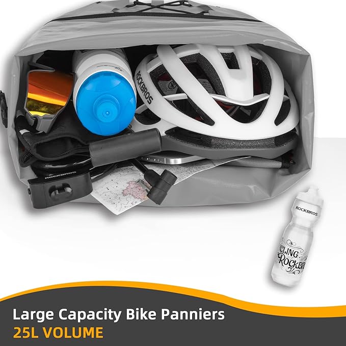 ROCKBROS Bike Panniers Waterproof Bike Rear Rack Bag Max 30L Large Capacity Bike Rear Panniers for Cycling Traveling Commuting 1 Pack