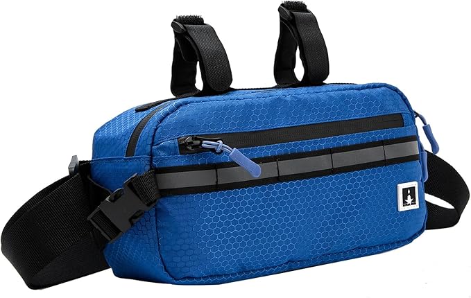ROYALFAIR Waterproof Bike Handlebar Bag with Reflective Strips & Shoulder Strap, Bicycle Front Frame Storage Pouch for Mountain Road Cycling Commuting (blue)