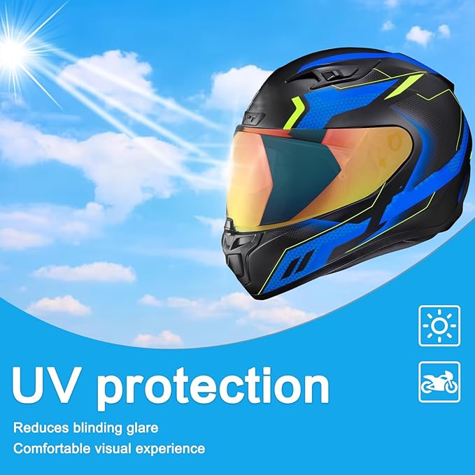 HJ-31 Shield Replacement Visor Fit for HJC i10 and i70, Tinted Motorcycle Helmet Visor Motorcycle Helmet Accessories (Red)
