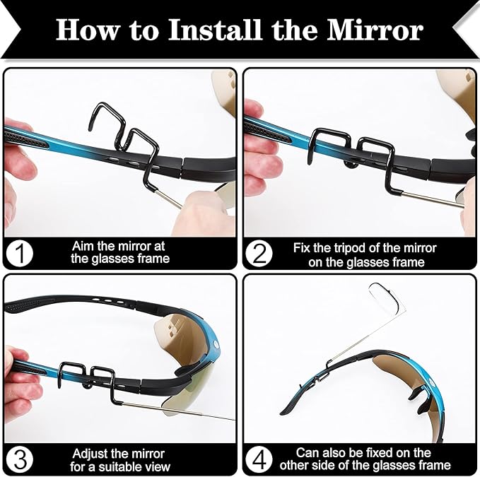 Accmor Bike Eyeglass Mirror, 360 Degree Adjustable Bicycle Cycling Rear View Wide Angle Mirror, Riding Accessories,1 Pack