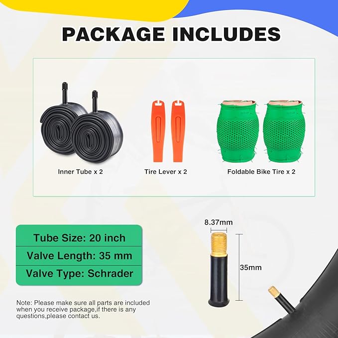 ZUKKA 20 x 2.4 Bike Tire 2 Pack 20 inch x 2.4 BMX Bike Tire Folding Replacement Tire for MTB Mountain Bike, BMX Bicycle Commuter Bike