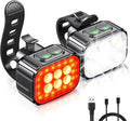 Bike Lights Super Bright, Rechargeable Bicycle Lights Set Multiple Modes, Waterproof Bike Lights for Night Riding/Cycling Safety, Front and Back Bike Reflectors Light, Long Battery Life