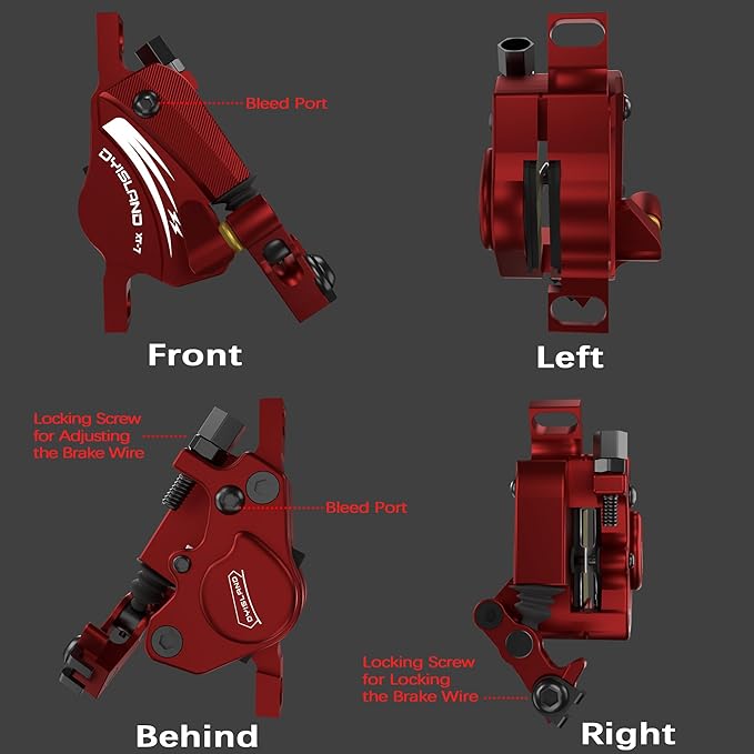 XT-7 Hydraulic Disc Brakes Calipers,Line Pulling/Cable Actuated Front & Rear Brake Calipers for MTB/Mountain Bike/E-Bike.