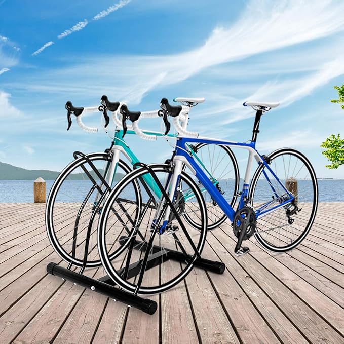 Goplus® Two Bicycle Bike Stand Rack Cycling Rack Floor Storage Organizer