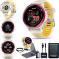 Garmin Forerunner 570 42mm GPS Running Smartwatch, Raspberry | Advanced Training & Recovery, Sleep Coach, Heart Rate, Download Music, Up to 10 Day Battery | Signature Series Power Bundle