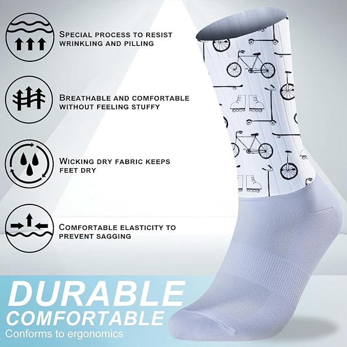 Cycling Socks Athletic Crew Socks Breathable Cushioned Compression Running Hiking Socks For Mens Womens