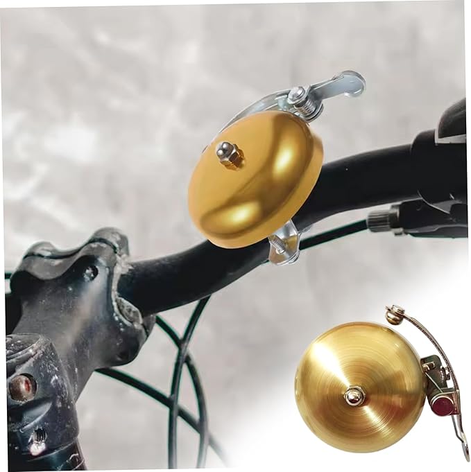 NIDONE Bike Ring Bell for Adult Retro Nickel Plated Copper Golden Bike Bell Replacement Loud & Clear Horn for 22-25mm Handlebar