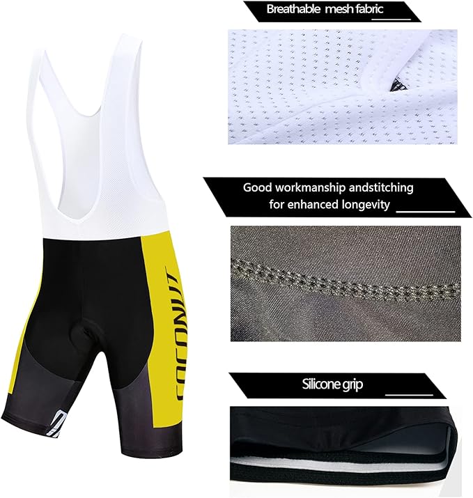 Coconut Ropamo CR Men's Cycling Jersey Set Road Bike Jersey Zipper Pocket Bib Shorts with 4D Padded Cycling Clothing Set