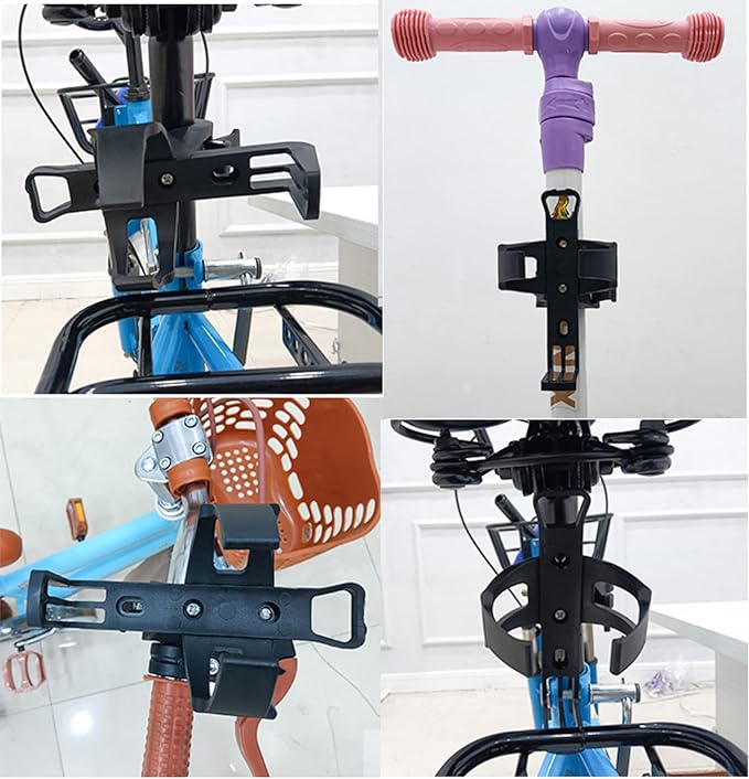 2 Pack Bike Bottle Holder, Universal Bicycle Water Bottle Cage Holder, Water Cup Holder for Bike Stroller Walker, Adjustable Mountain Bike Drink Cup with 360 Degree Rotating for Cycling MTB Black.