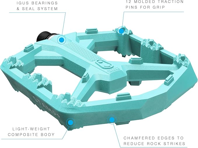 Crankbrothers Stamp Flat MTB Pedals - Size-Specific, Lightweight, Versatile, Durable Bike Pedals