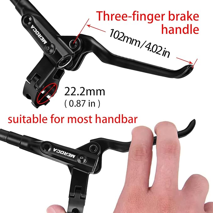 MEROCA M4 4-Piston Mountain Bike Hydraulic Disc Brakes Hydraulic Bike Brakes Front 800mm and Rear 1400mm with PM Adapter for 160mm Rotor