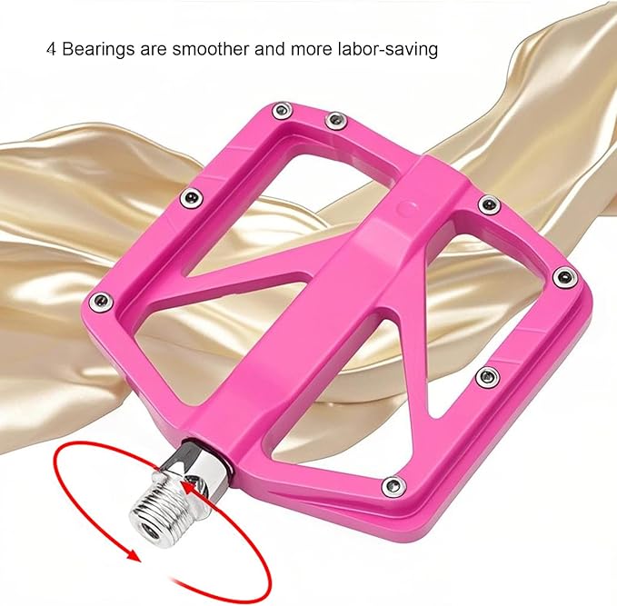 Mountain Bike Pedals, Aluminum Alloy, Pink and Black