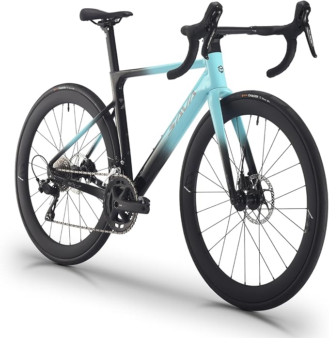 SAVADECK Road Bike with Carbon Front Fork and Wheelset, Aluminum Alloy Frame with Shimano 105 R7100 Groupset, Full Internal Cable Routing, Oil Disc Brake Adult Racing with 24S