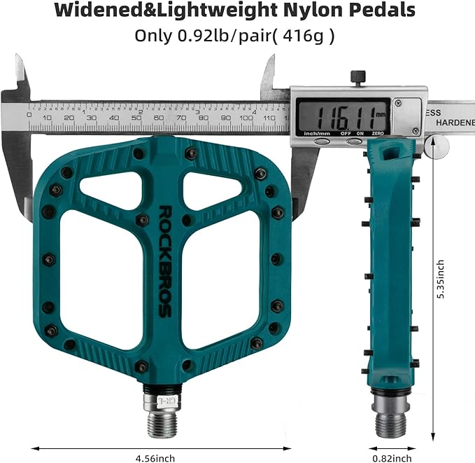 Rock BROS Mountain Bike Pedals Nylon Composite Bearing 9/16" MTB Bicycle Pedals with Wide Flat Platform