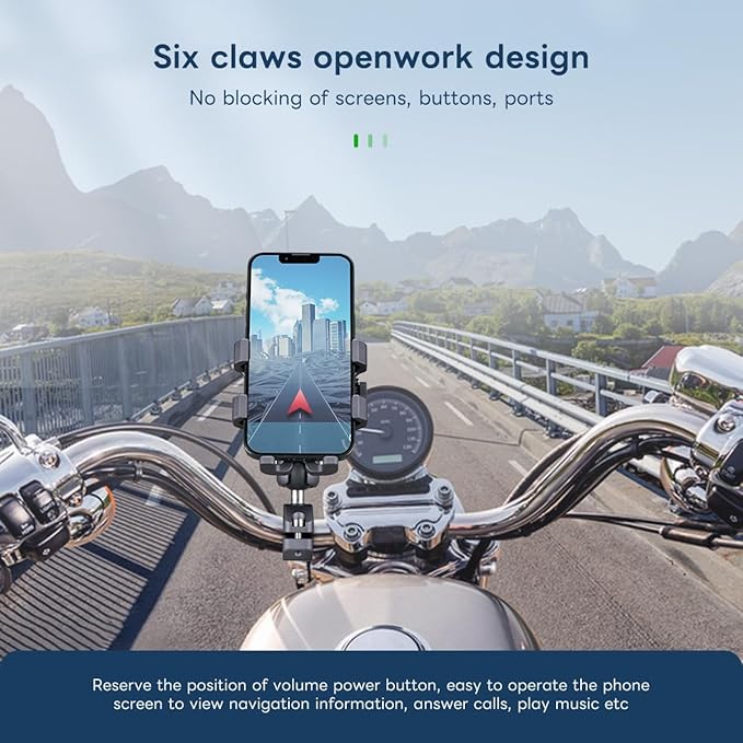 FANAUE Aluminum Anti-theft Bike Motorcycle Phone Mount with Vibration Dampener for bicycle/ATV/UTV/Scooter Handlebar, Compatible with RAM mounts B size phone holder Accessories for 5.5-7'' Smartphone.