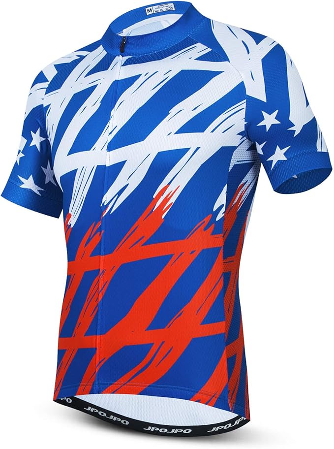 JPOJPO Men's Cycling Jersey Short Sleeved Mountain Bicycle Jerseys Breathable T- Shirt Tops S-3XL