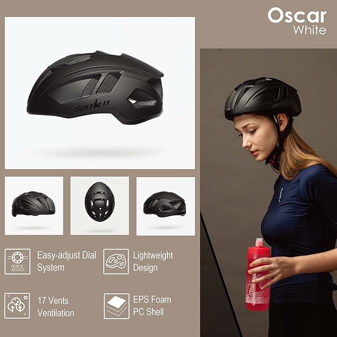 SQUALO Oscar Aerodynamic Bike Helmet, Lightweight 250g Road Cycling & Triathlon Helmet for Men Women, Wind Tunnel Tested with CFD Optimization, Adjustable Dial & 22 Vents for Speed & Cooling