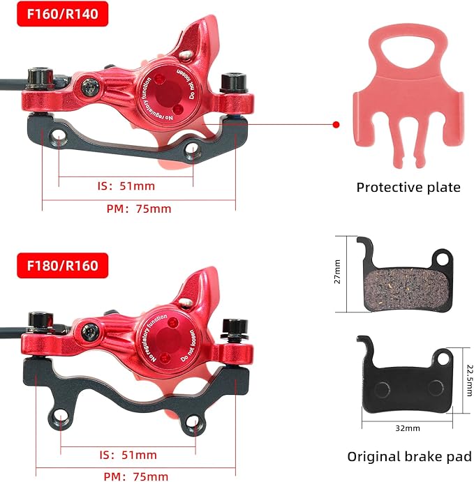Z00M MTB Hydraulic Disc Brakes Set Mountain Bike Left Front 800mm Right Rear 1450mm Hydraulic Brake Aluminum Alloy Bicycle Disc Brake for E-Bike Fat Bike Road Bike 2 Piston