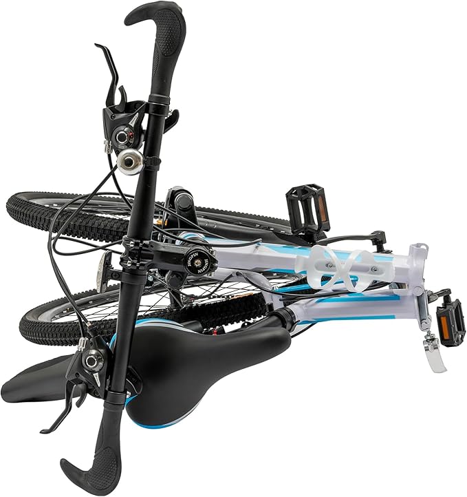 26" Mountain Bike Folding 21 Speed Full Suspension High Carbon Steel Bike Bicycle Adjustable Saddle Height, Dual Disc Brakes Non-Slip Folding Bike, Adult/Men/Ladies Mountain Bike