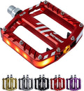 Bicycle Pedals with LED lights 5 Modes, Tap On-Off, USB Rechargeable, Waterproof, Flat CNC Aluminum Road Bike Pedals w 9/16" Cr-Mo Steel Axel w Pin, for Ebike, Commuter, Hybrid, City, Beach Bike
