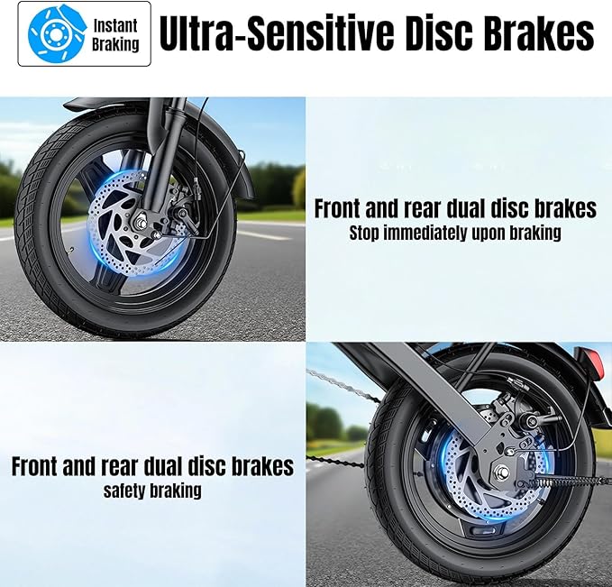 Electric Bike for Adults and Teens, 560W Motor 24MPH Compact Commuter Electric Bicycles, 32 Miles Range, 48V 10Ah Battery, 3 Shock Absorbers, 14" Foldable Ebike with Basket, UL 2849 Certified