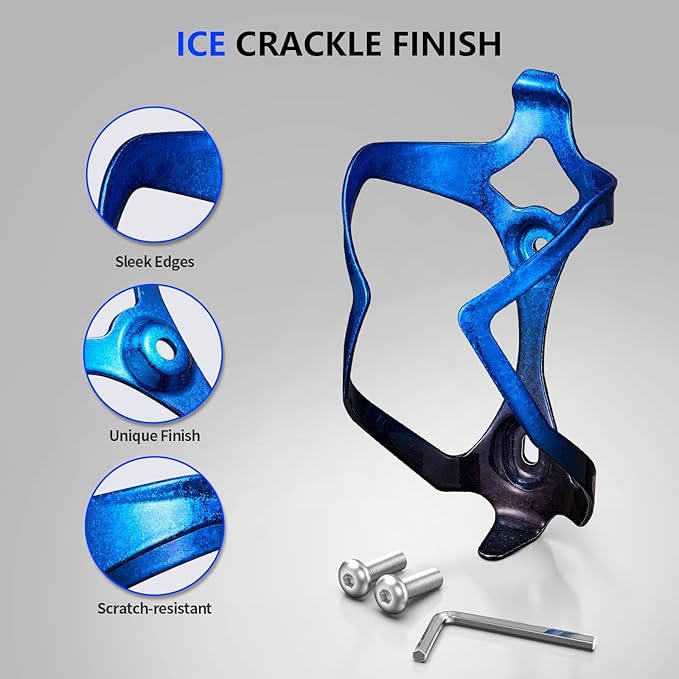Bike Water Bottle Holder Bicycle Cage for Mountain Road MTB Gravel Adult Bikes Cycling Universal Carrier Rack 2 Pack Aluminum Alloy Ultralight Kettle Drink Accessories Blue Black