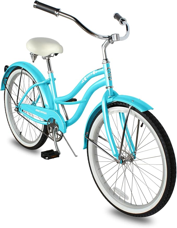 MICARGI 24/26 Inch Adult Cruiser Bicycle Hybrid Bike 1/7 Speeds Commuter Bike for Women, Men, Seniors,Step-Through or Step-Over Bike Steel Frame Multi Colors Style