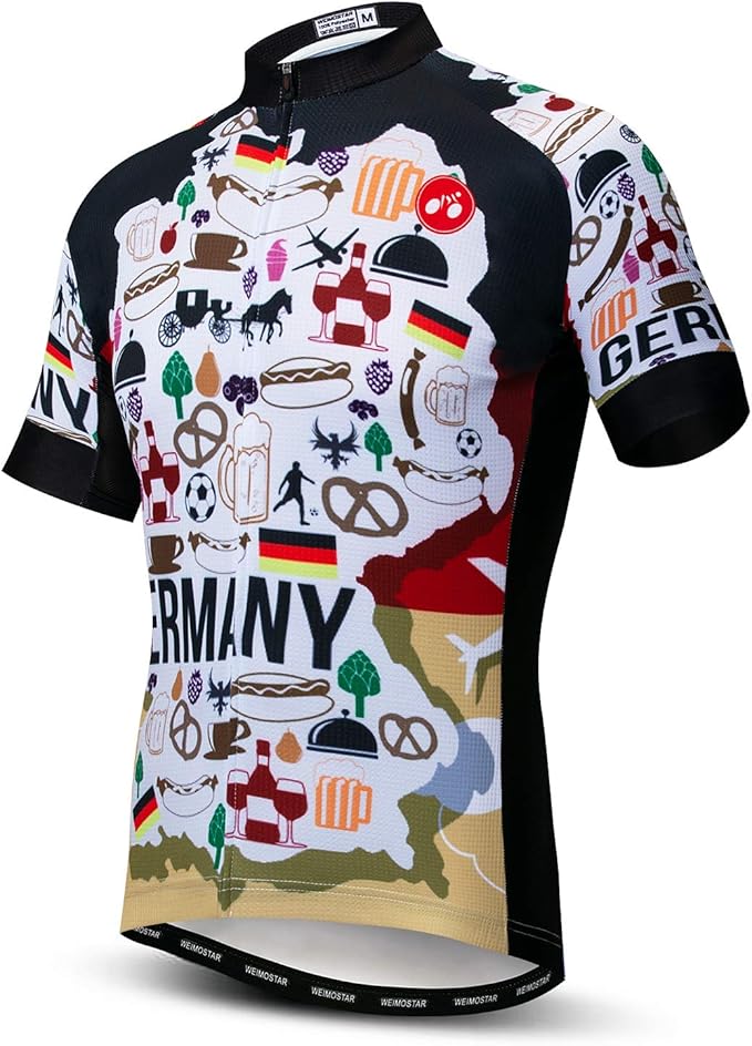 Men's Cycling Jerseys Tops Biking Shirts Short Sleeve Full Zipper Bike Clothing