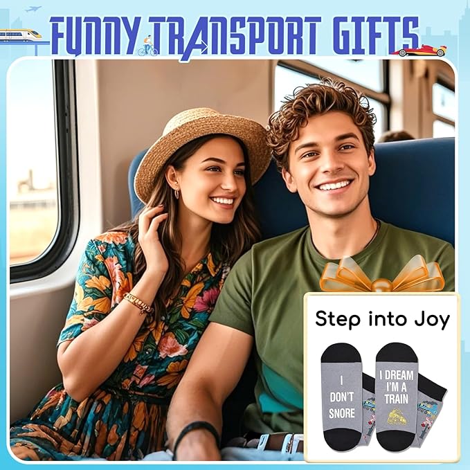Zmart Transportation Gifts for Adult - Train Race Car Truck Bicycle Motorcycle Socks for Men