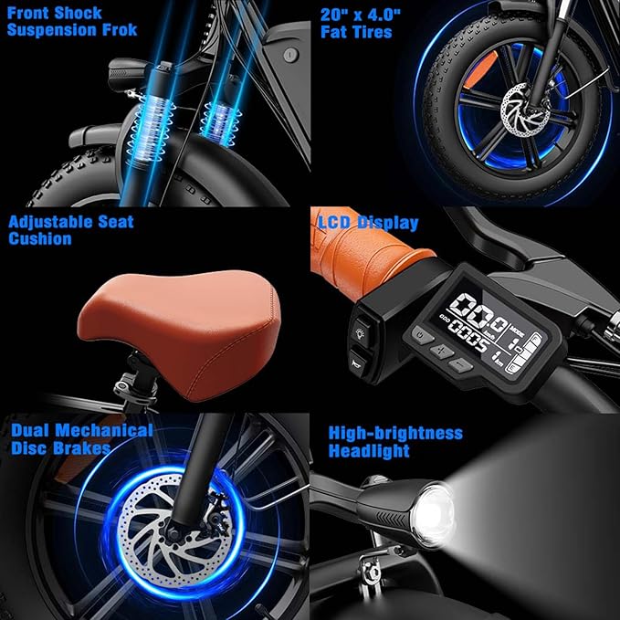 Electric Bike for Adults, 16"/20" Tire E-Bike with 750W/1000W Peak Motor, 48V Removable Battery, Up to 45/60 Miles Range & 28/30MPH, Folding Electric Bike for City and Outdoor Ride
