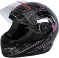 TCT-MOTORPARTS DOT Helmet Motorcycle Pink Black Butterfly Full Face Street Sport Helmet Full Face Flip Up Helmet for Women Men (Large)
