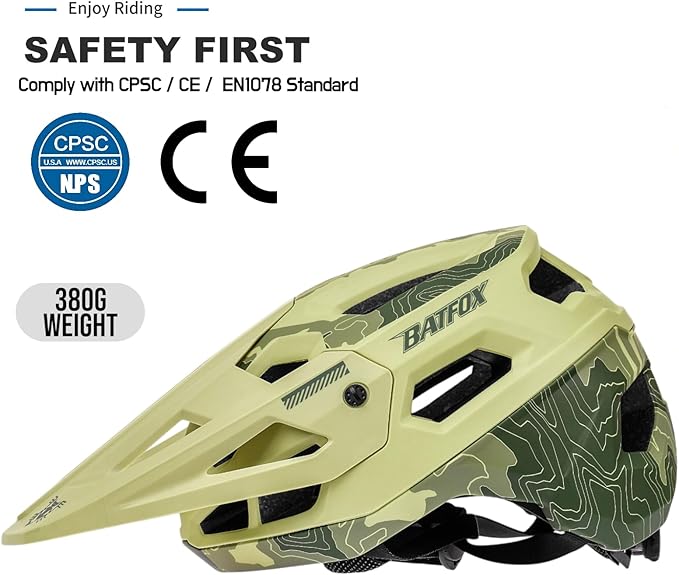 BATFOX Bike Helmet,Mountain Bike Helmet Helmets for Men Women Adults Youth