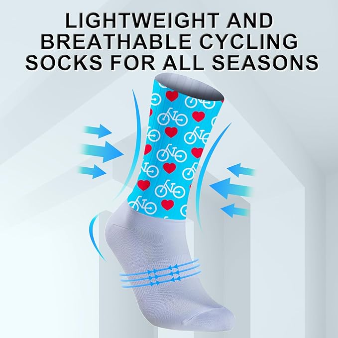 Cycling Socks Athletic Crew Socks Breathable Cushioned Compression Running Hiking Socks For Mens Womens