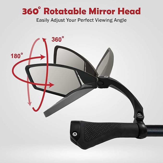 Hafny Handlebar Bike Mirror – HD Glass, Wide Angle, Adjustable 360° Rear View – Shatterproof, Anti-Glare, Premium, MTB, E-Bike, and Commuter Cycling Safety, HF-MR095