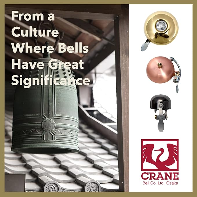 Crane Bike Bell E-Ne Bicycle Bell, Made in Japan for Road Bikes or Mountain Bikes, Fits All Handle Bar Sizes & Types