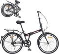 24" Folding Bikes for Adults City Commuting Folding Bicycle with Steel Frame/Front and Rear are V Brakes Compact Folding Bike for Adults Men and Wome