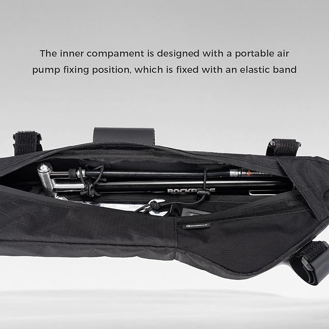 Bike Frame Bag - Waterproof & Anti-Slip 5-Point Straps Mount, Durable Ripstop Nylon with Hidden Cable Port for Hydration & Charging
